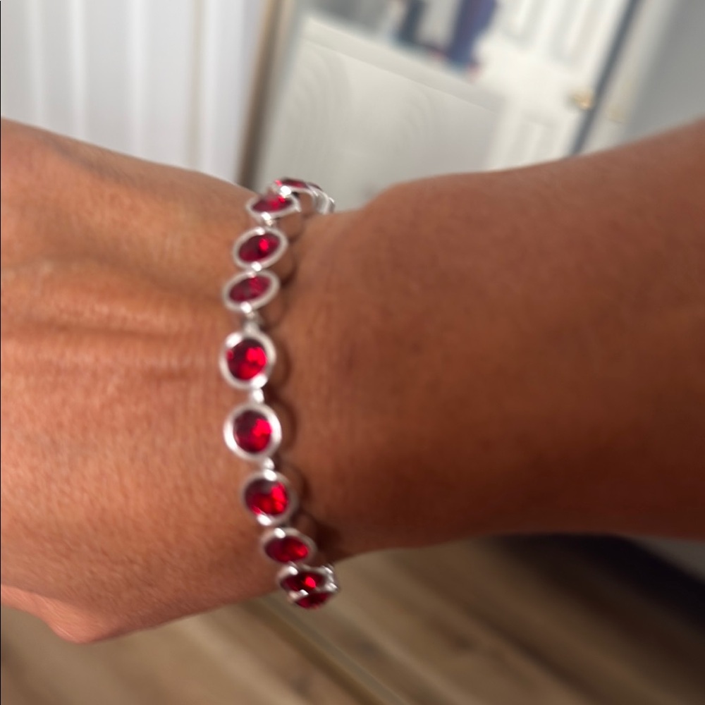 Touchstone Crystal by Swarovski Siam Ice Bracelet – Ruby Red Sparkle